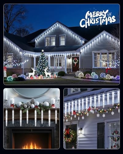 Brightown Icicle Lights Outdoor with Remote, 2 Pack Total 40ft 40 Tubes 200 LED Ice Shape String Lights, Connectable Hanging Christmas Decoration Lights for Tree Patio Roof Holiday Decor, Cool White - Image 5