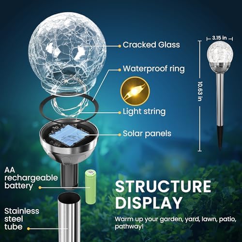 SOLPEX Solar Garden Lights Outdoor, 6 Pack Warm White Solar Lights Outdoor - Image 7