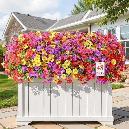 Alupssuc 48 Bundles Artificial Daisy Flowers UV Resistant for Outdoor Decor by Alupssuc