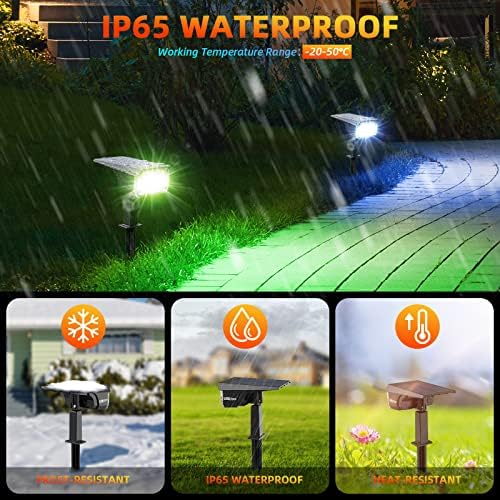 LEREKAM Color Solar Lights Outdoor Waterproof Spotlights with 9 Light Modes, Color Changing Solar Outdoor Lights for Decorate Festivals, Colored Solar Spot Lights Auto On/Off, RGBW 6 Pack - Image 2