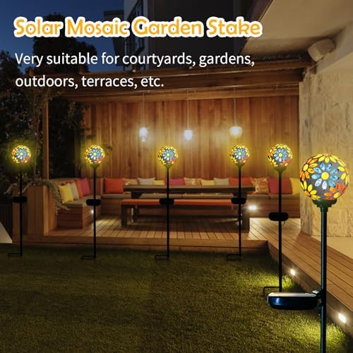 Afirst Solar Outdoor Decorative Light, Mosaic Stake for Yard Decor, 3.5" - Image 3