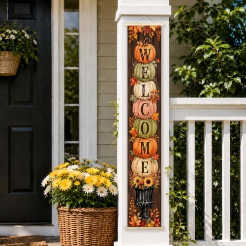 Welcome Fall Autumn Porch Door Banner Wall Decorations 8x47 - Image 6