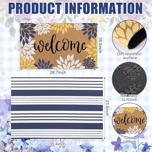 Drydiet 2 Pcs Fall Layered Doormat Set, Modern Floral Welcome Door Mat - Image 3