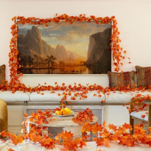 CQURE 20 Pack Fall Leaf Garland, Hanging Vines Garland Artificial Fall Maple Leaves Thanksgiving Decor for Home Wedding Fireplace Party - Image 5
