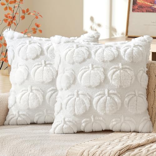 MIULEE Fall Pillow Covers Pumpkin Fall Decor 18x18 Pure White by MIULEE