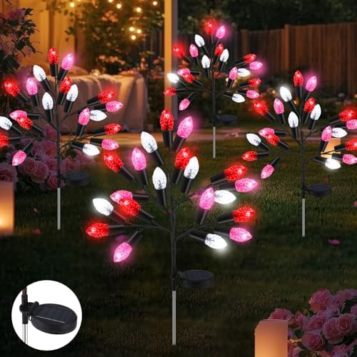 Glooglitter 4 Pcs Valentine's Day Outdoor Decoration Solar Pathway Lights by Glooglitter