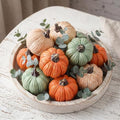 Geelin 12 Pcs Green Rustic Fall Pumpkin Decor Resin Pumpkins for Thanksgiving Decorations Farmhouse Decorative Pumpkins 2.36" for Fall Home Decor Autumn Tabletop Centerpiece Harvest Wedding by Geelin