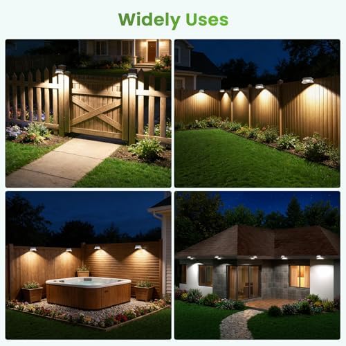JSOT Solar Deck Lights Perfect for Fence, Deck Rail, Wall Décor-Cool White 6P-White - Image 2