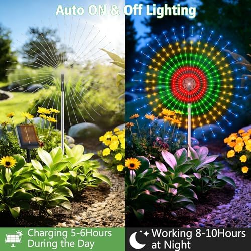 echosari 6 Pack Solar Garden Lights 720 LED Timer, 3 in 1 Landscape Lights - Image 3