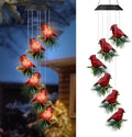 Cardinal Solar Wind Chimes for Outside,Red Bird Danglers Christmas Lights by HomeGardenDecorations