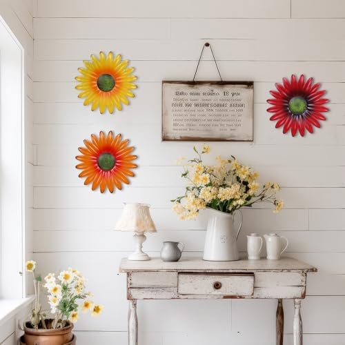 hogardeck Metal Flower Wall Decor for Indoor Outdoor, Kitchen Decor Floral Metal Wall Art, Wall Decor for Bathroom, Living Room, Porch, Garden, Yard, Backyard （3 Pcs 9'' ） - Image 7
