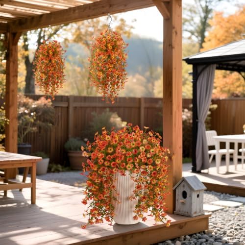 Hrobek Fake Mums Artificial Fall Hanging Flowers for Outdoors Decoration - Image 3