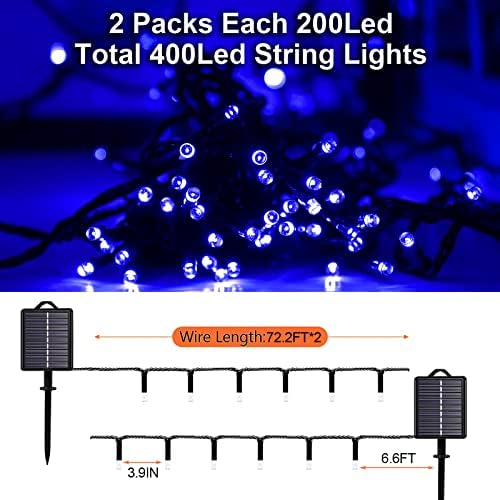 Solar Christmas String Lights, Blue 200Led, Outdoor Waterproof - Image 6