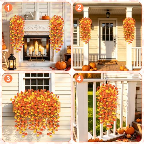 Artificial Fall Hanging Flowers for Outdoors, 2 PCS Morning Glory Vines - Image 6