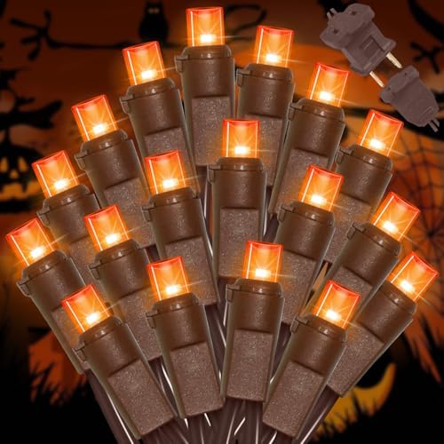 LAMPHOME Orange Thanksgiving Mini Lights, 21.6FT100 LED Autumn Fall String Lights,Connectable 120V Plug in for Outdoor Indoor Garden Party Halloween Christmas Xmas Tree Lights Yellow Decor by ULL