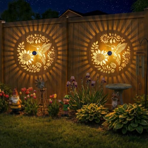 Gardsee Solar Fence Lights Outdoor 2 Pack Deck Step Wall Lights Butterfly Metal Waterproof LED Warm Yellow Light for Garden Post Patio Backyard Yard Decor (Black 2) - Image 2
