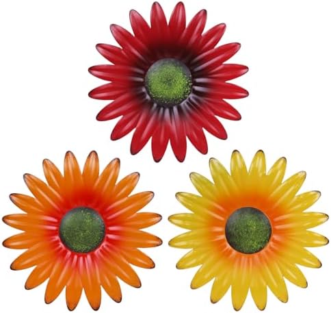 hogardeck Metal Flower Wall Decor for Indoor Outdoor, Kitchen Decor Floral Metal Wall Art, Wall Decor for Bathroom, Living Room, Porch, Garden, Yard, Backyard （3 Pcs 9'' ） by HOGARDECK