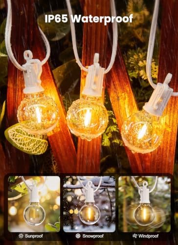 Outdoor String Lights, 50FT 25 LED Bulbs IP65 Waterproof Patio Lights - Image 3
