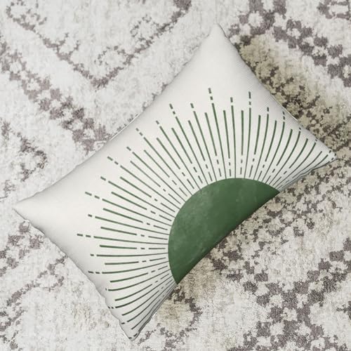 Summer Pillow Covers 12x20 Inch Set of 2 Stripes Green Sunshine Decorations Outdoor Throw Pillows Boho Summer Sunset Sun Pillowcase Linen Decor Farmhouse Lumbar Cushion Case for Home Sofa - Image 4