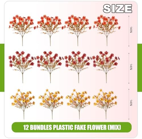 ADXORA 12 Bundles Fake Artificial Mums Fall Flowers for Outdoor Decoration - Image 2