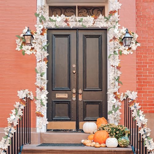 2Pack 11.8FT White Fall Maple Leaf Garland for Halloween Wedding Decoration - Image 6