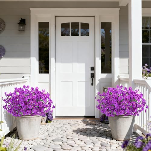 Ouddy Decor 24 Bundles Artificial Flowers for Outdoors Decorations, Purple - Image 4
