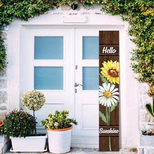 Threehoney 47" Large Summer Porch Sign Sunflower Daisy Welcome Sign Wooden Tall Summer Porch Decor Leaner Rustic Farmhouse Front Door Decor for Holiday Outdoor Home Yard Entryway Gift - Image 6