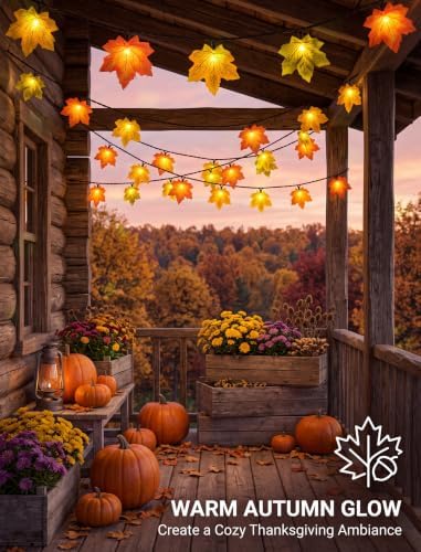 SUNSGNE 13.6FT Fall Lights, 35 LED Maple Leaf Thanksgiving String Lights - Image 7