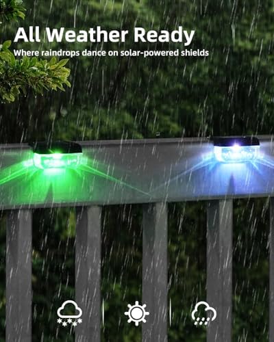 Herzila 16 Pack Solar Fence Lights, RGB Color Changing Christmas Fence Solar Light, Waterproof Deck Lights for Step, Stair, Pool and Yard - Image 3