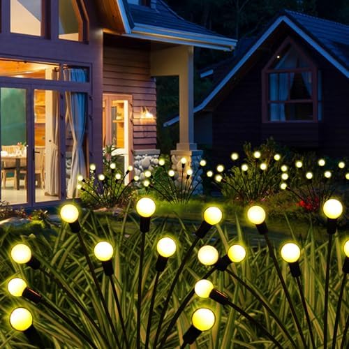 Solar Garden Lights Outdoor, 6 Pack 48 LED Solar Firefly Lights Waterproof, Sway by Wind, Swaying Light for Yard Patio Backyard Garden Planter Flower Bed Pathway Outdoor Decoration (Warm White) by KohlrabiDecor