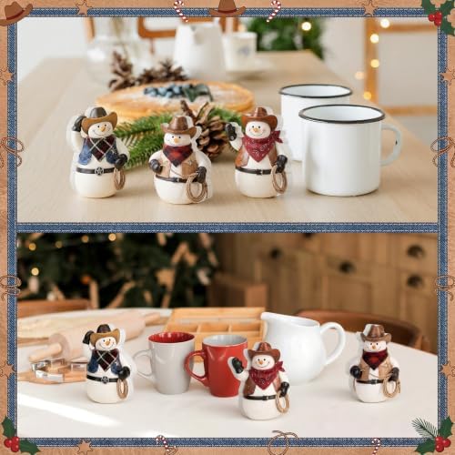 DoubleFill 3 Pcs Snowman Figurines Western Cowboy Christmas Decorations - Image 6