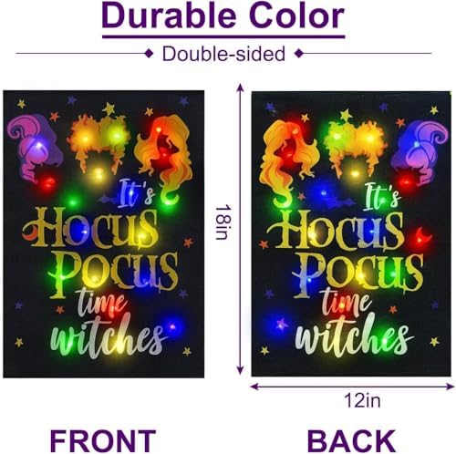 Halloween Lighted Garden Flag, Hocus Pocus Yard Decor, 12x18 in - Image 5