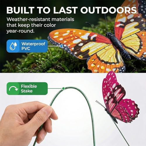 VGOODALL 50PCS Butterfly Garden Decorations, 11.5 Inch Plastic Butterfly - Image 6