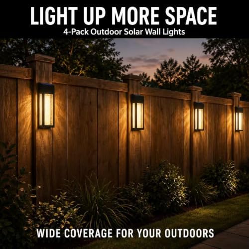 GOODFOEVER 4 Pack Solar Post Accent Light/Wall Light for Outdoor Use, Body in Aluminum and Glass Waterproof - Image 2