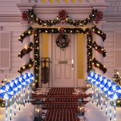 Ganeen 25.6" Lollipop Christmas Pathway Lights Outdoor,Blue - Image 5