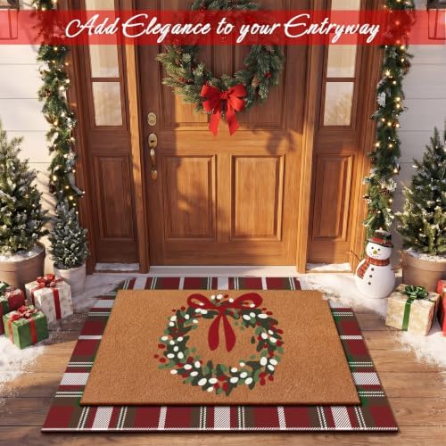 Drydiet 2 Pcs Christmas Layered Doormat Set, Wreath Welcome Mat - Image 6