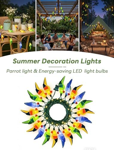 Parrot String Lights, 8.5FT 10 LED Summer String Lights with UL Certified Plug, Waterproof Tropical Party Decorations for Patio, Connectable Hawaiian Lights for Garden Backyard Bedroom Decor - Image 3