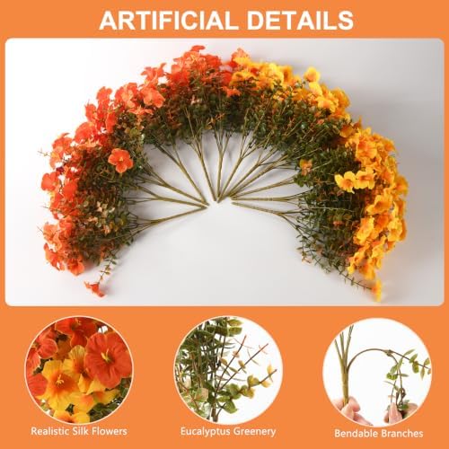 INQCMY 12 Pcs Artificial Petunias Fake Fall Flowers Outdoors UV Resistant - Image 2