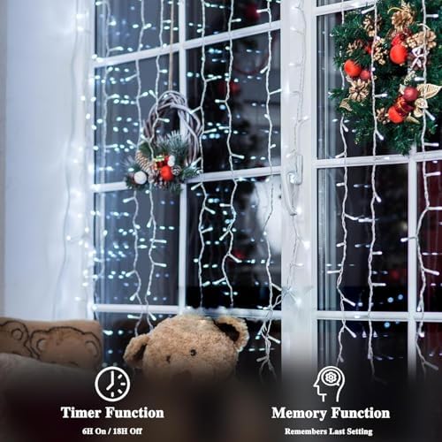 66 FT 200 LED Christmas String Lights Outdoor/Indoor, Extendable Twinkle Fairy Lights Waterproof Clear Wire with 13 Modes for Garden Bedroom Patio Christmas Tree Decorations (Cool White) - Image 3