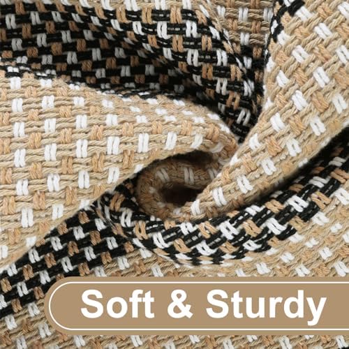 Fall Front Door Mat 3x5, Cotton Woven Washable Striped Outdoor Rug - Image 4
