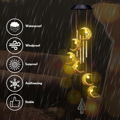 Colingmill Solar Wind Chimes for Outside,Moon,Warm Lights - Image 3