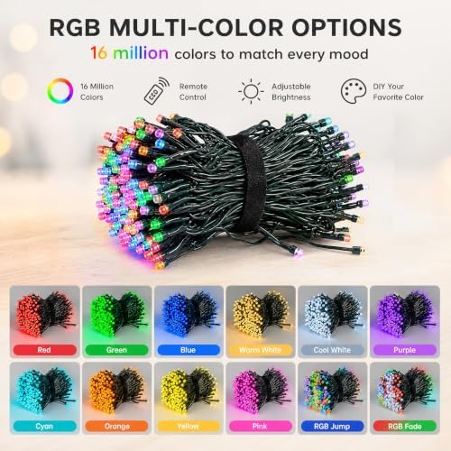 Dazzle Bright Smart Christmas String Lights, 98FT 300 LED RGB Color Changing String Lights with Remote & App Controlled, Halloween Decorations for Indoor Outdoor Holiday Xmas Tree Party Decor - Image 2