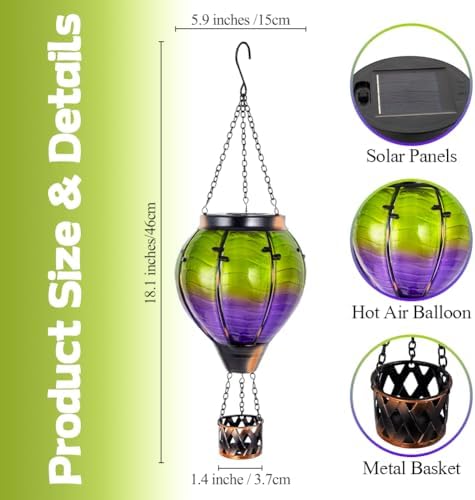 Gradient Hot Air Balloon Solar Lanterns Outdoor Waterproof - Image 4