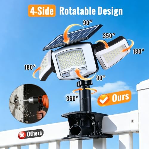 Clip On Solar Lights Outdoor,No Drill Motion Sensor Lights 3000LM-2 Pack - Image 6