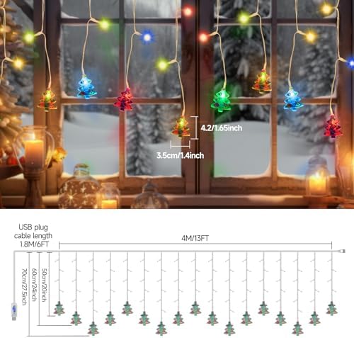 Curtain String Light Christmas Decoration Icicle Lights 8 Modes dimmable,108 LEDs 4M Christmas and Halloween String Lights for Home,Office,Party,bar,Holiday,Party (Multicolor) - Image 3