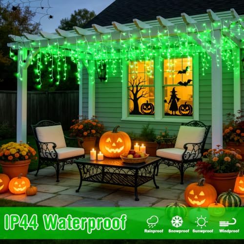 JMEXSUSS Green Icicle Halloween Lights Outdoor, 400 LED 38.8Ft - Image 5