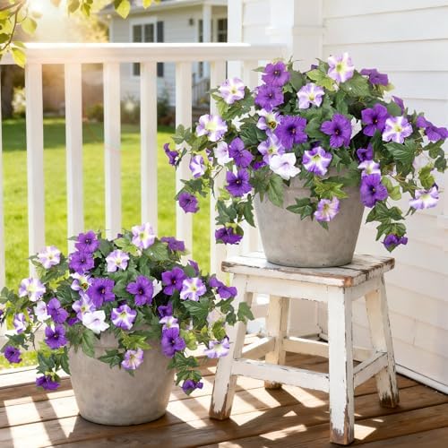 Ammyoo 4 Pcs Artificial Fake Petunia Flowers for Outdoor Decoration by Ammyoo