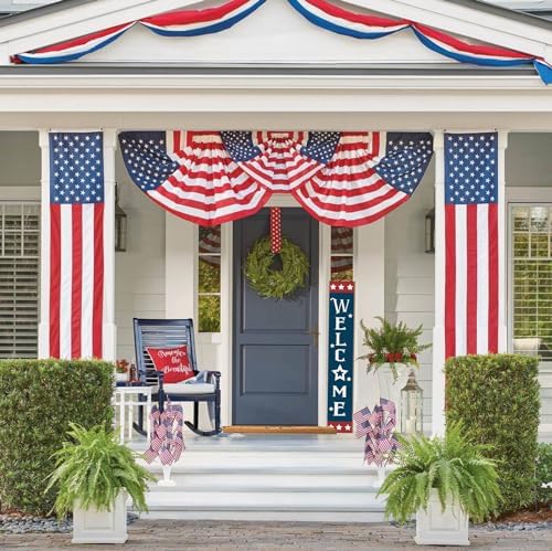 Patriotic Wooden Porch Sign 47" 4th of July Independence Day Large Welcome Sign Memorial Day Vertical Indoor Outdoor Standing Sign For Garden Home Yard Farmhouse - Image 5