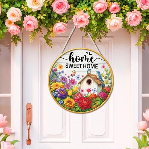 Home Sweet Home Floral Wooden Welcome Door Sign Wall Decor - Image 3