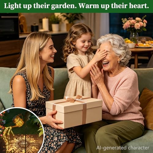 2 Pack Solar Watering Can Lights Outdoor Waterproof, Solar Garden Decorations with Fairy Cutouts, Magical Solar Lights for Yard Patio Lawn, Gardening Gifts for Mom Women - Image 6